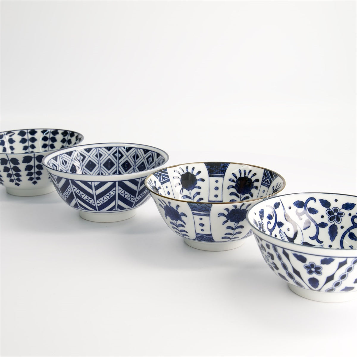 碗 混合 4 件 碗礼品套装 花蓝色 14.8x7cm 550ml