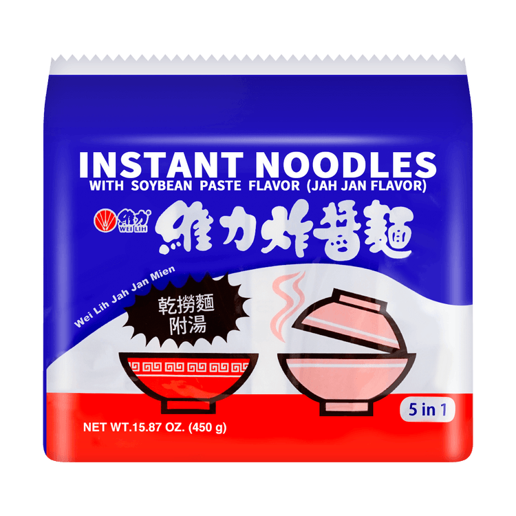 方便面。 Jah Jan Mien 5 件装 5 X 90 G WEI LIH
