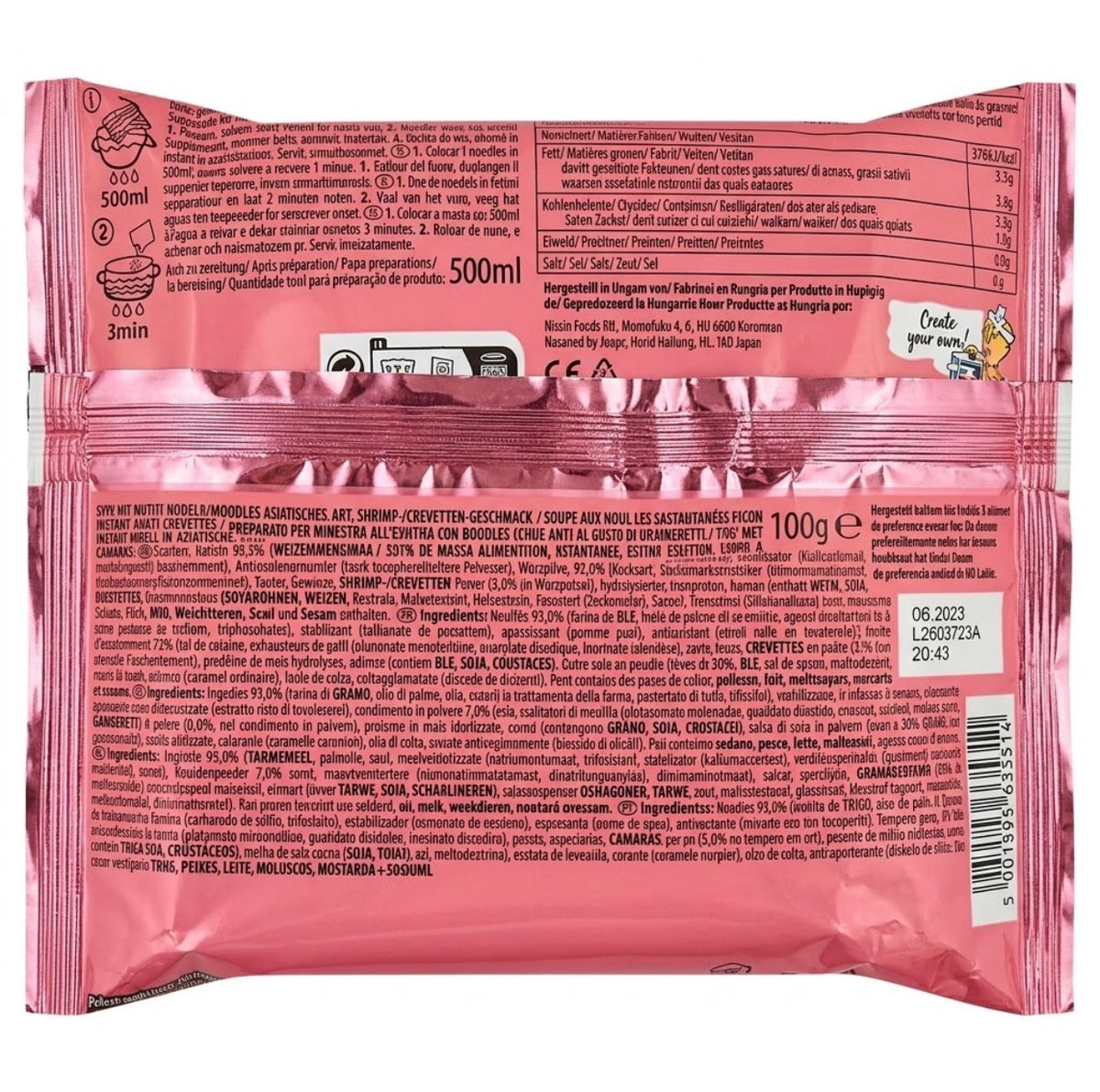 Nouilles instantanées Demae saveur crevette 100 g – Nissin