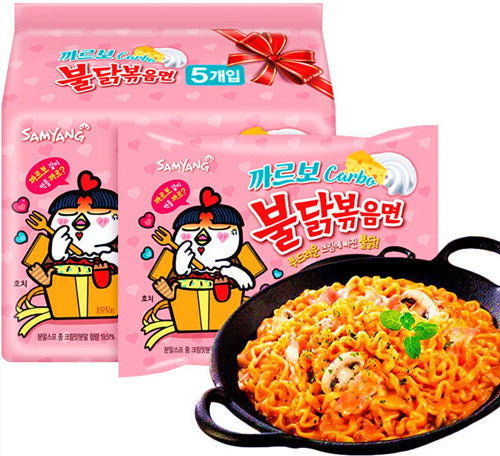 Samyang Buldak Carbonara - Nouilles Épicées au Fromage 130g x 5 | Saveur Crémeuse