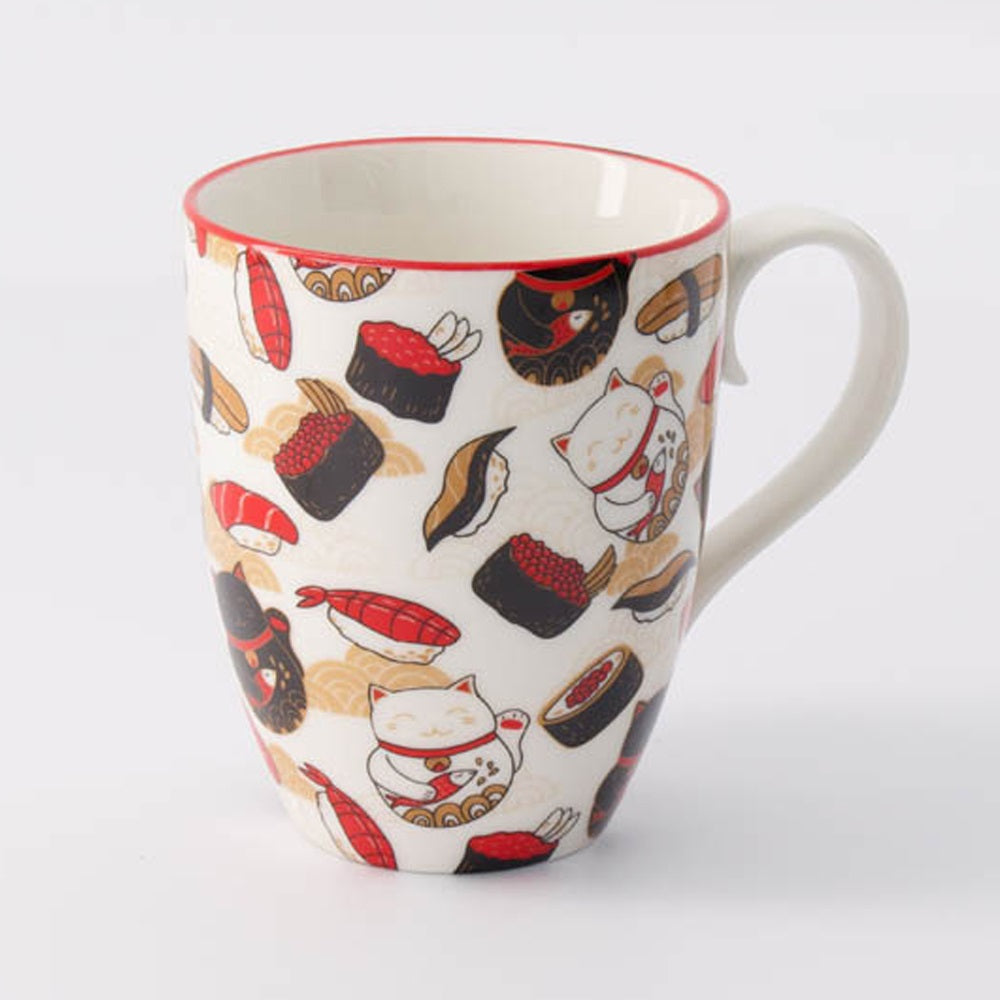 Kawaii Lucky Cat Mug W/Giftbox Cat/Sushi 8.5x10.2cm 380ml