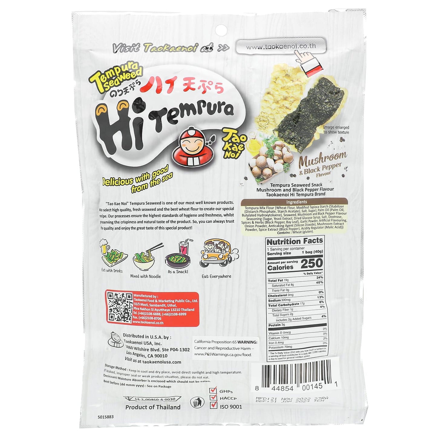 TAOKAENOI TEMPURA SEAWEED MUSHROOM & BLACK PEPPER 40 G