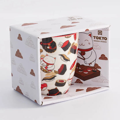 卡哇伊招财猫马克杯带礼盒猫/寿司 8.5x10.2 厘米 380 毫升