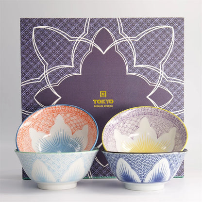 碗混合百合花 4 件礼品套装 14.8x6.8 厘米 550 毫升