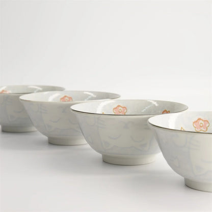 碗 混合碗 卡哇伊猫礼品套装 4 件 15x7 厘米 500 毫升 浅蓝色 Luckycat