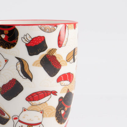 卡哇伊招财猫马克杯带礼盒猫/寿司 8.5x10.2 厘米 380 毫升