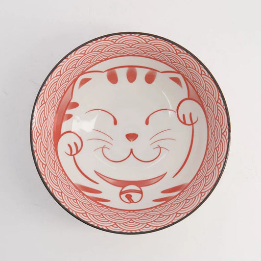 bol Kawaii Lucky Cat Neko Ramen Bowl 19.7x7.5cm 1000ml Seikaiha-Neko Rouge