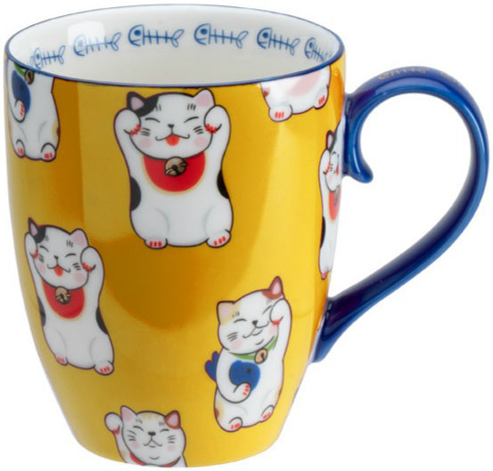 Kawaii Lucky Cat Mug W/Giftbox Yellow Classic Cat 8.5x10.2cm 380ml