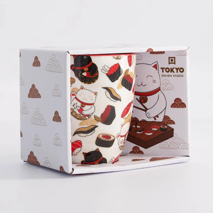 卡哇伊招财猫马克杯带礼盒猫/寿司 8.5x10.2 厘米 380 毫升