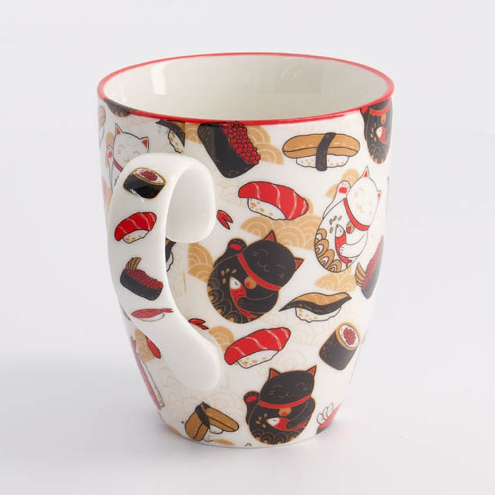 Kawaii Lucky Cat Mug W/Giftbox Cat/Sushi 8.5x10.2cm 380ml