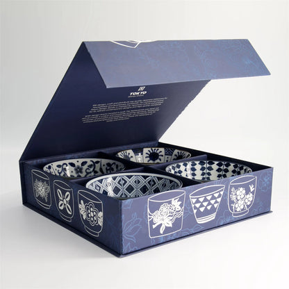 碗 混合 4 件 碗礼品套装 花蓝色 14.8x7cm 550ml