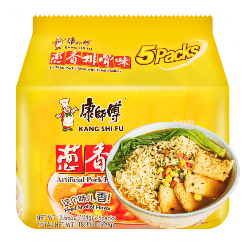 Nouilles Instantanées Porc & Échalotes 104g×5 (520g) KANG SHI FU - Nouilles Chinoises