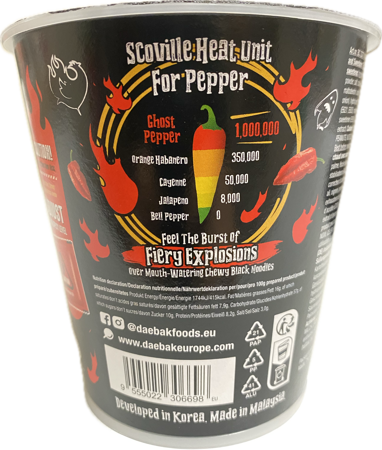 Daebak - Nouille noir Ghost Pepper épicé poulet Cup 79g