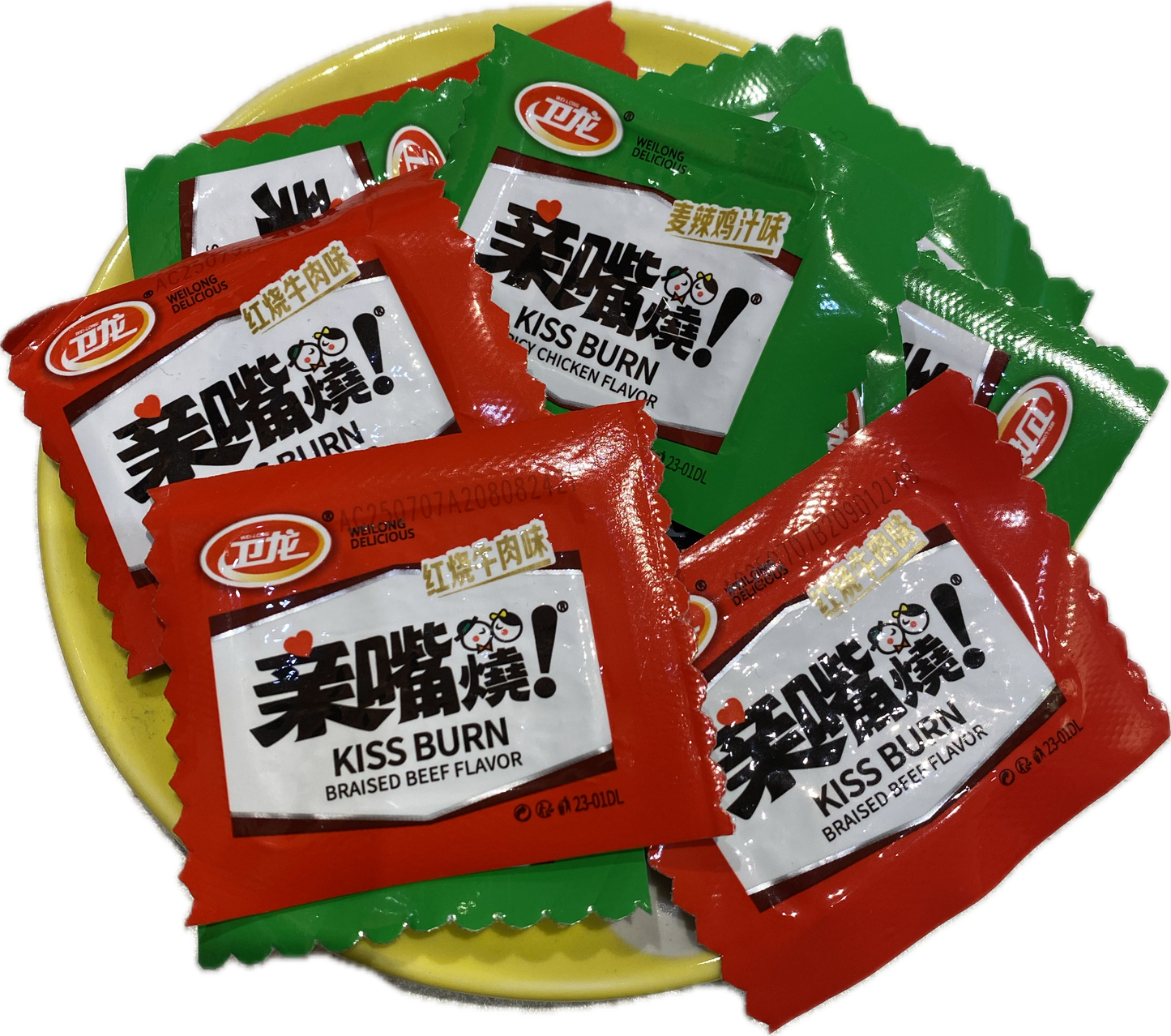 Kiss Burn gluten snack Saveur poulet épicé et boeuf Mélangée 260 G WeiLong