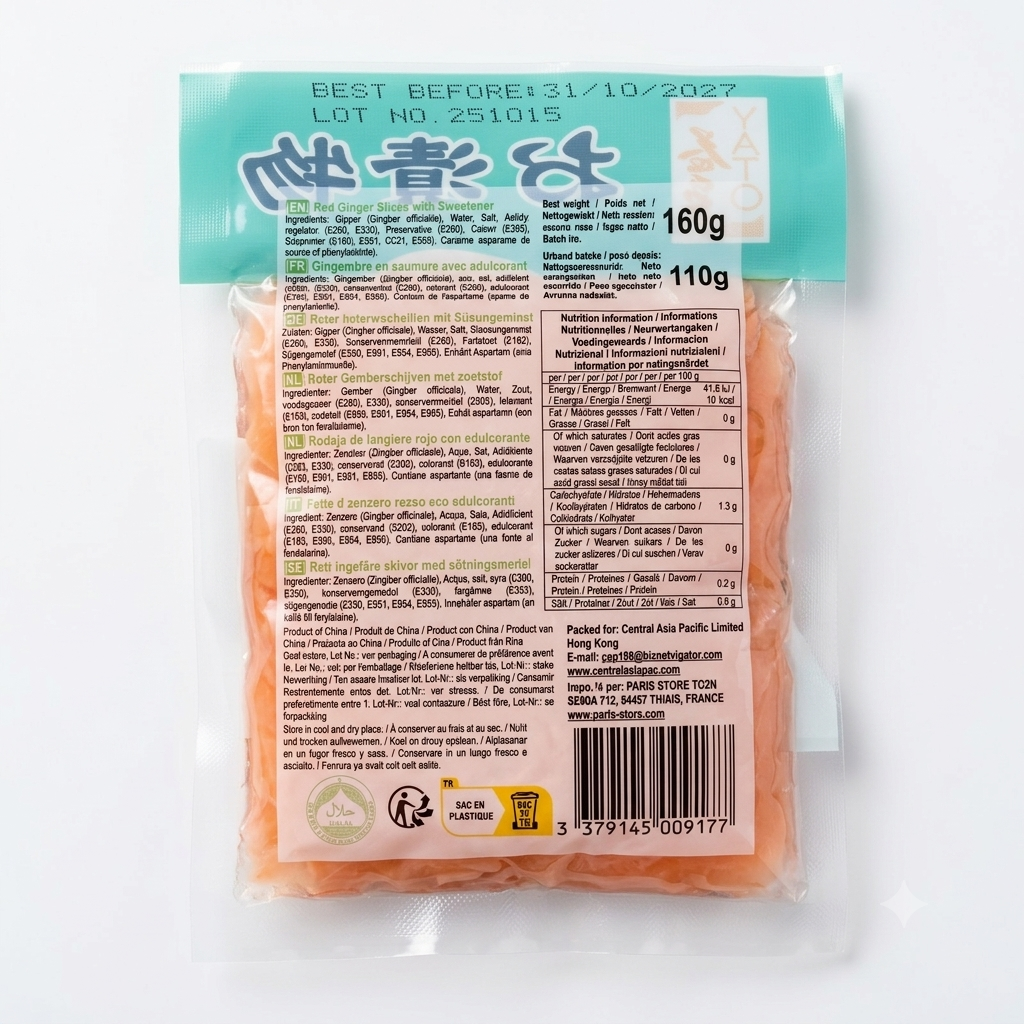 Gingembre Mariné Rose au Vinaigre pour Sushi 160g — Yato