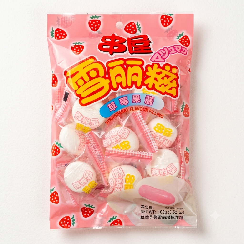 Guimauve Fourrée Saveur Fraise Xue Li Ci 100g — ChuanWu
