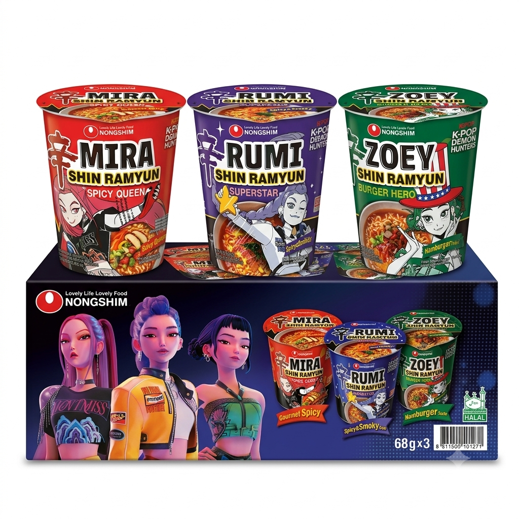 Nouilles Nongshim Kit K-Pop Demon Hunters 204 G (3 Cups) – NONGSHIM