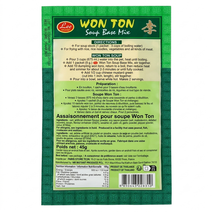 Assaisonnement pour Soupe Won Ton 5 Servings 45 G – LEE BRAND