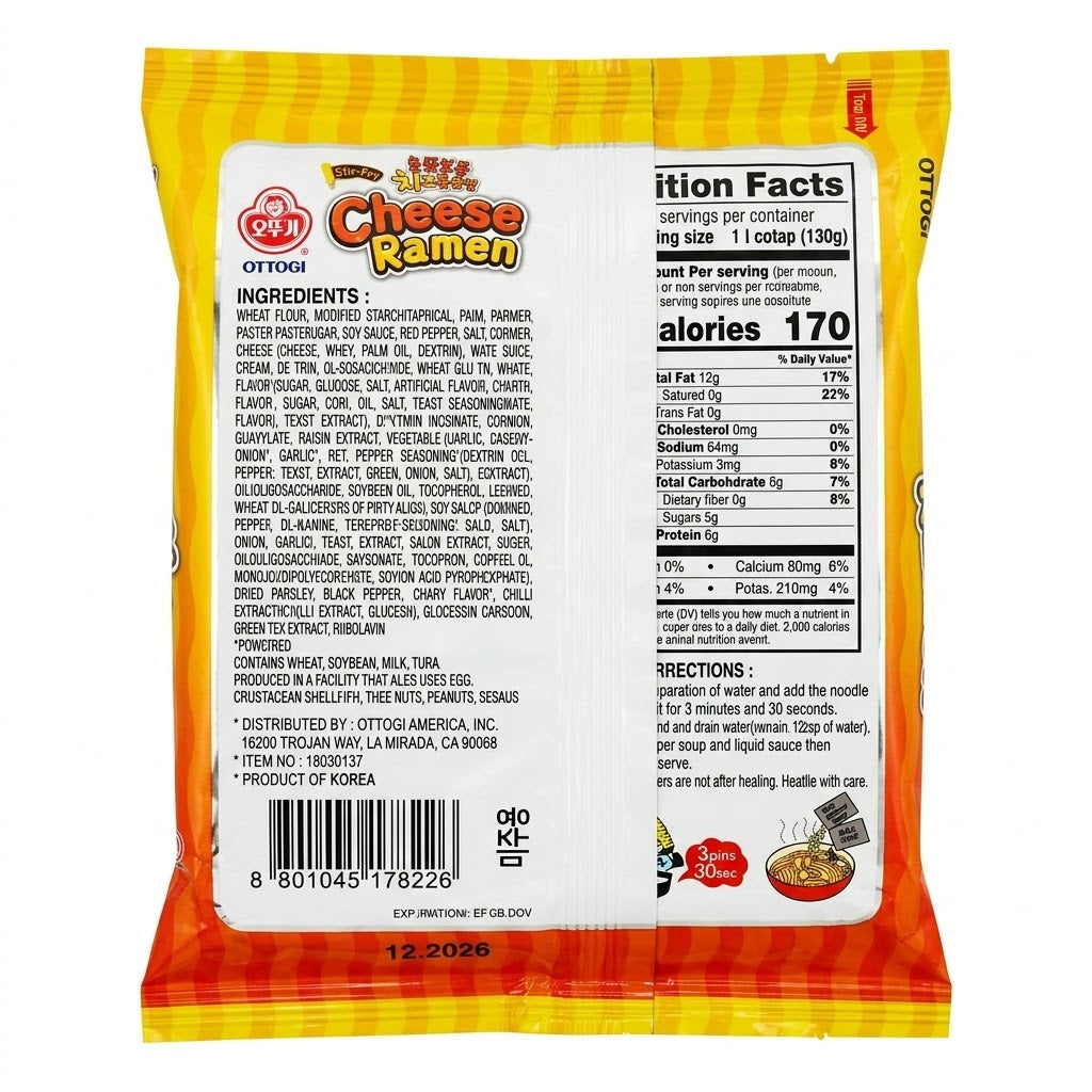 Ramen sautés épicés au fromage cheese ramen OTTOGI – 120 g